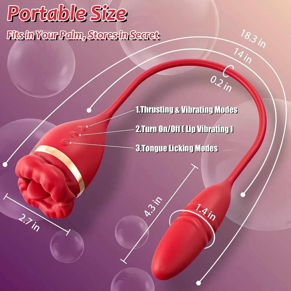Rose Petal 3-in-1 Clitoral and G-Spot Vibrator with 10 Vibration Modes
