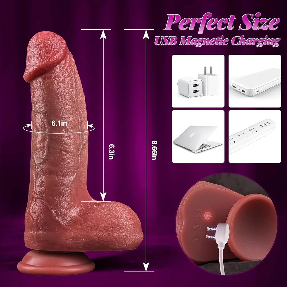 Petpaws 8.66'' Realistic Thrusting, Vibrating, and Heating Dildo with Suction Cup