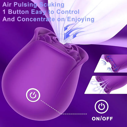 Rose-Shaped Clitoral Sucking Vibrator with 10 Modes and Magnetic Charging