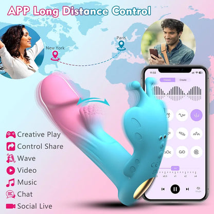Butterfly App-Controlled Wearable Panty Vibrator with 10 Flapping and Vibration Modes for Couples