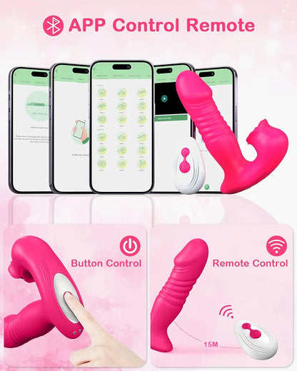 Upgraded Rose-Shaped G-Spot and Clitoral Vibrator with 9 Thrusting and Suction Modes