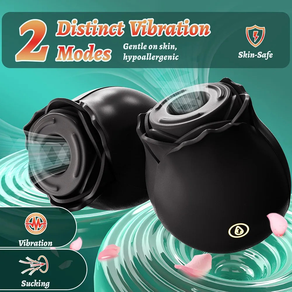 Silent Waterproof Clitoral Suction Vibrator for Women - Black