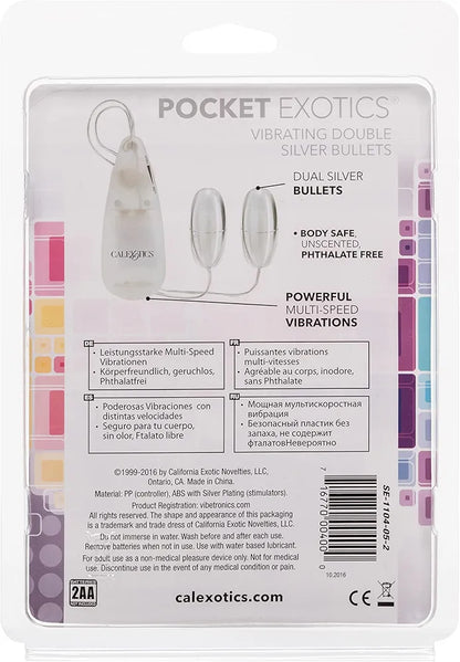 CalExotics Pocket Exotics Dual-Motor Vibrating Silver Bullet Massager