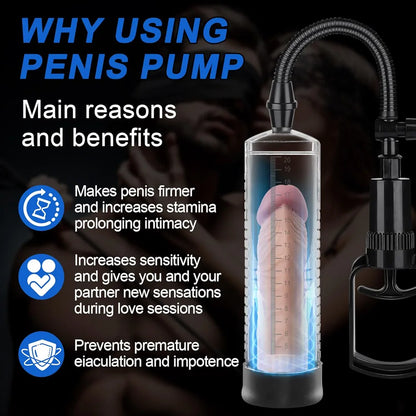 Penis Pump Extender Enlarger with 3 Penis Ring, Penis Pump for Men Erection & Enhancement, Penispumps for Enlargement Pump for Men Couple Stronger Bigger Erection, Manual Penis Vacuum Cock Sex