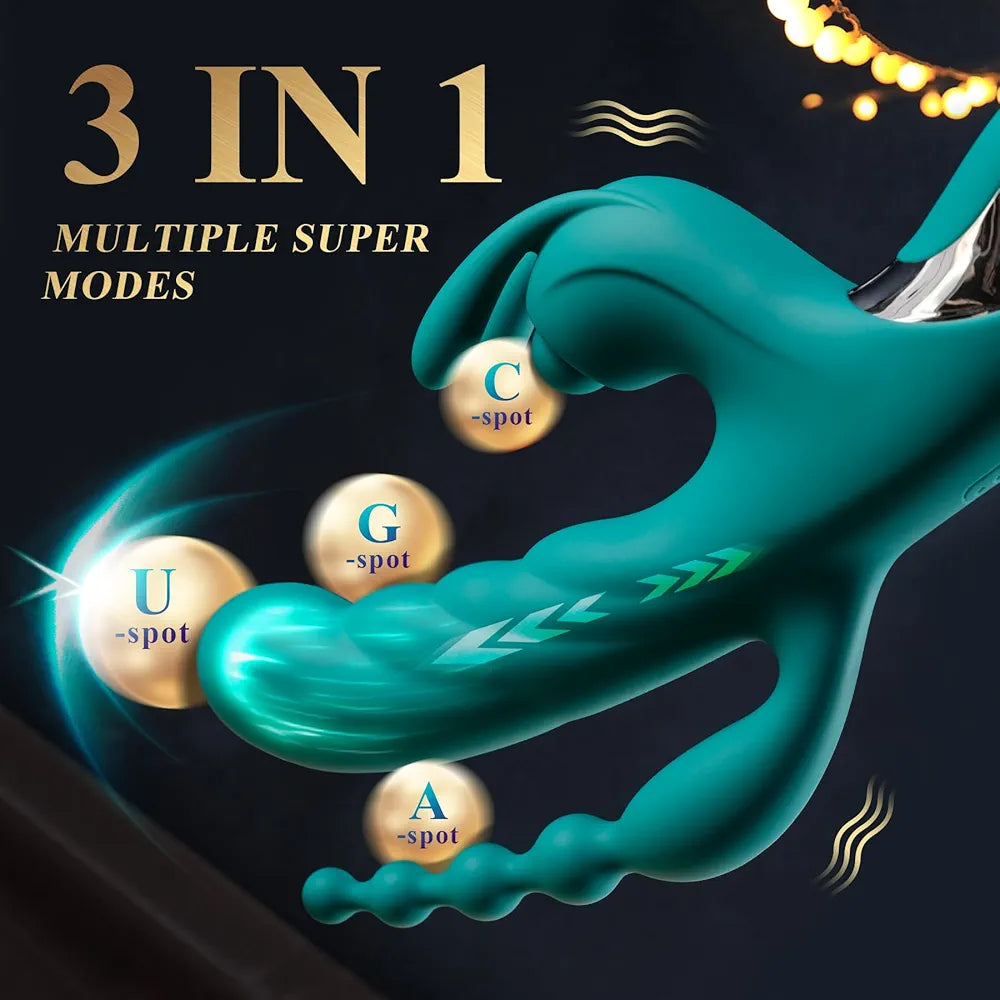 BEBEBEER 3-in-1 Rabbit Vibrator with Heating, Thrusting, and Dual Stimulation