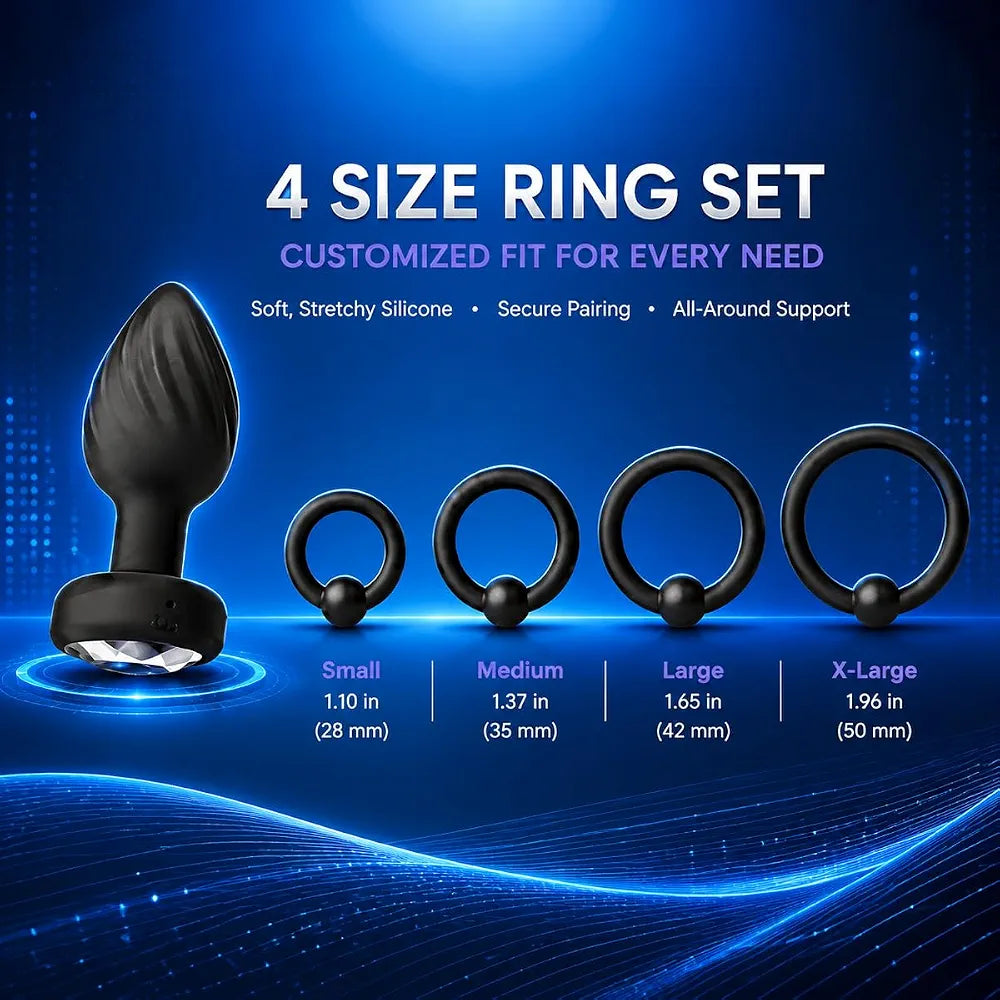 Premium Silicone Vibrating Butt Plug and Penis Ring Set with Remote Control