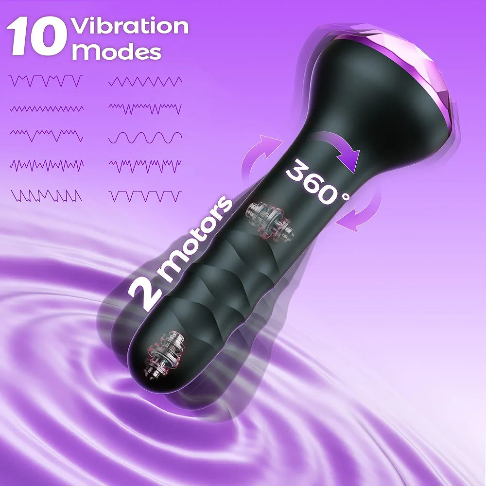 Dual-Motor Rotating & Vibrating Prostate Massager with 10 Modes