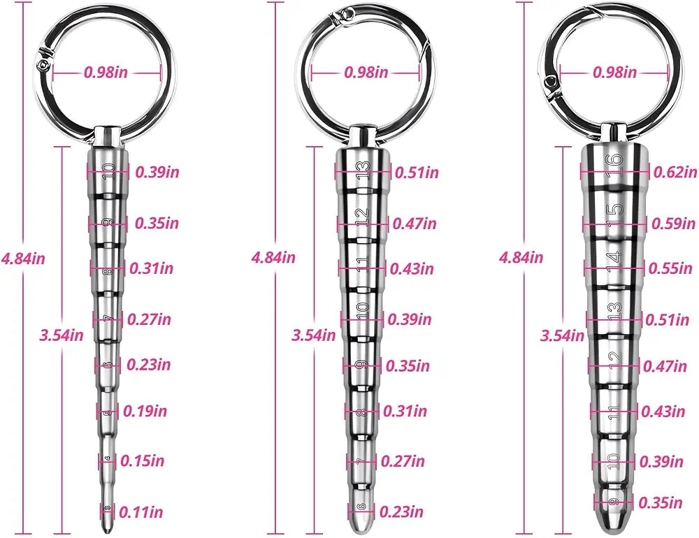 FST 3-Piece Stainless Steel Graduated Urethral Sound Dilator Set for Male Stimulation and Training