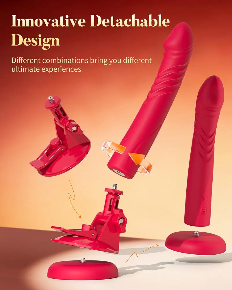10-Mode Automatic Thrusting Dildo Machine with Detachable Vibrator and Suction Cup Base