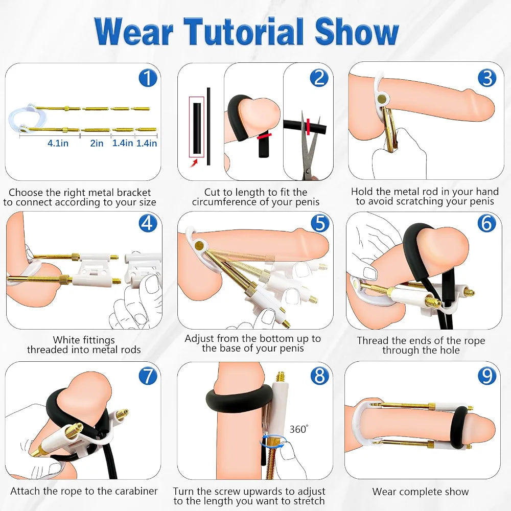 Adjustable Male Penis Traction Training and Stretching Device Kit