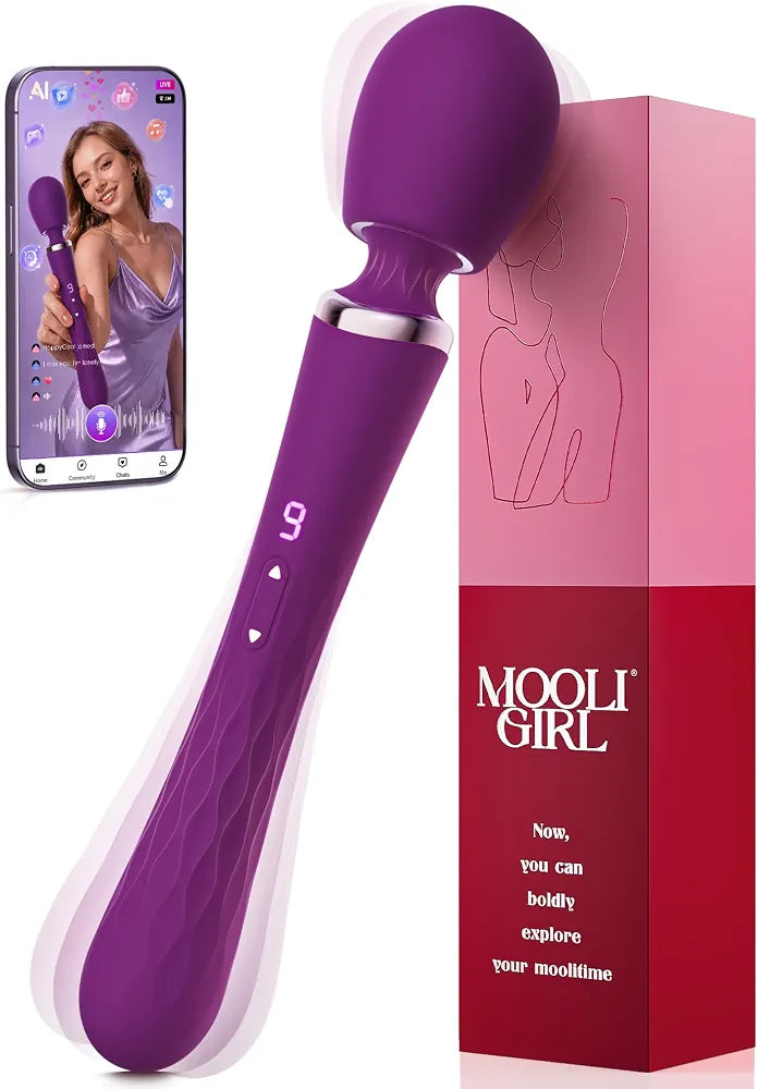 Dual-Ended App-Controlled Wand Vibrator and G-Spot Massager