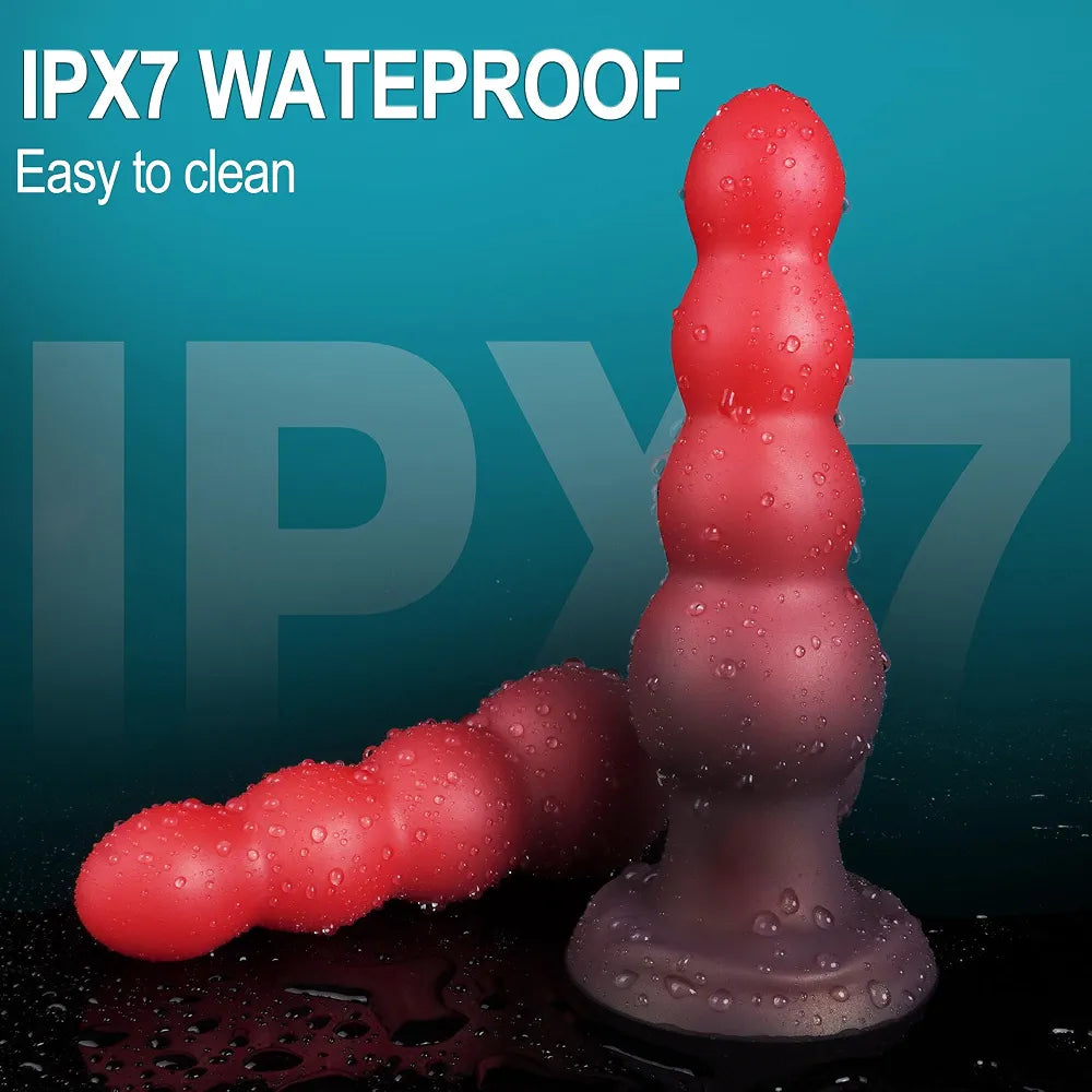 7.5-Inch Ribbed Silicone Anal Trainer with Suction Cup Base