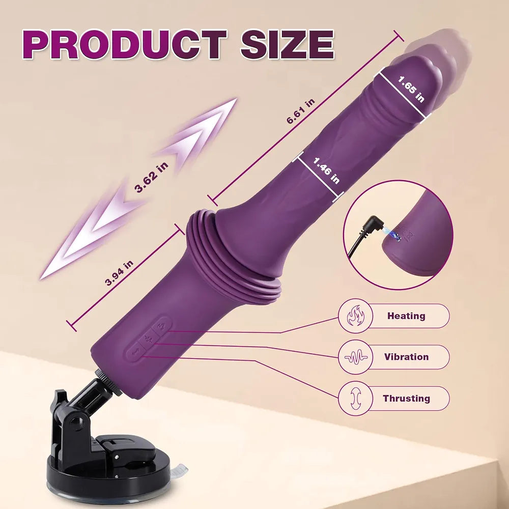 12.85-Inch Realistic Thrusting & Heating Dildo Vibrator with 10 Vibration Modes and Suction Cup