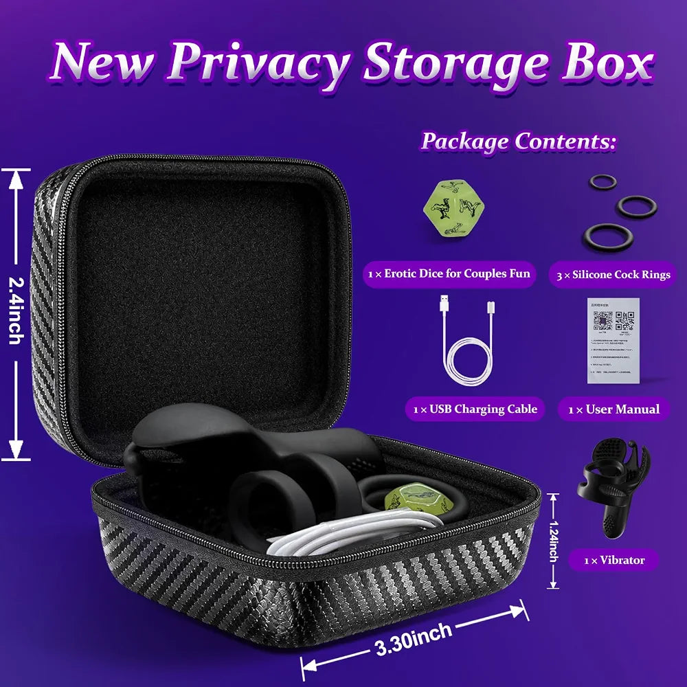 Premium App-Controlled Silicone Vibrating Cock Ring with Dual Stimulation