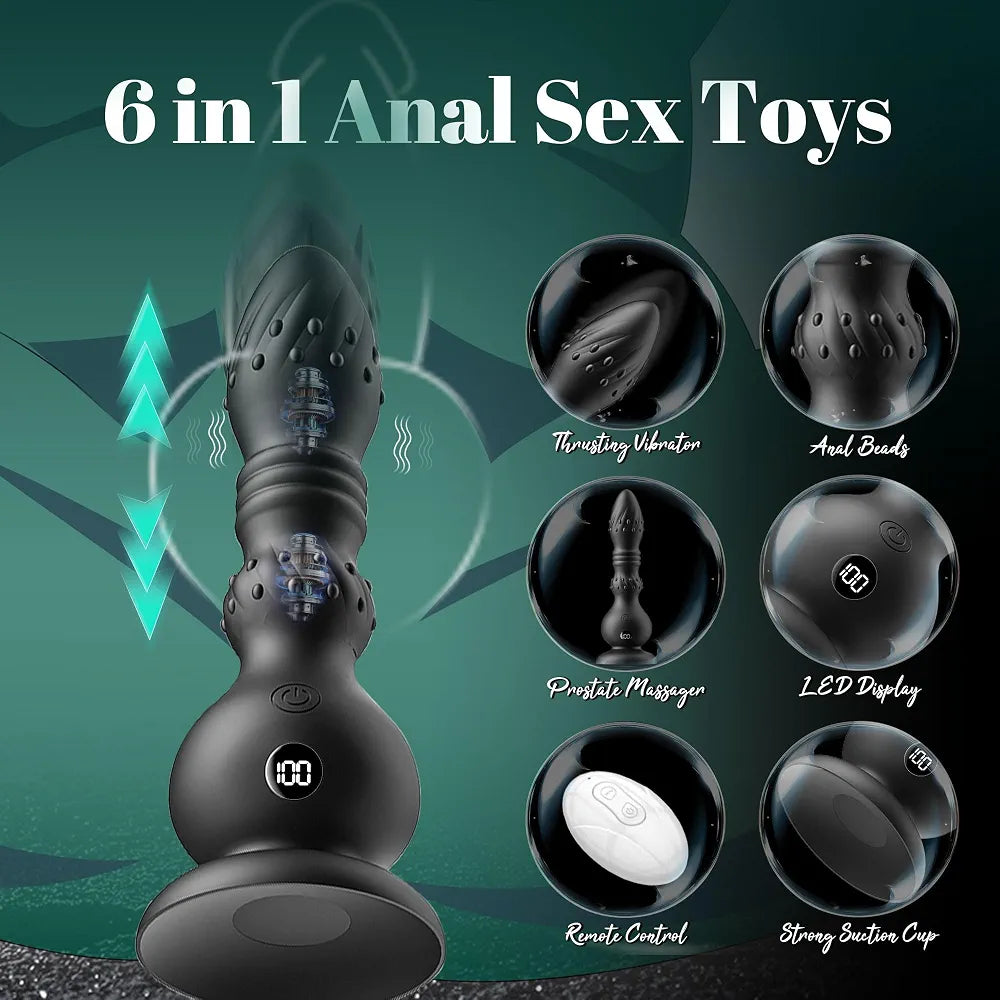 Remote-Controlled Prostate Massager with 10 Vibration and Thrusting Modes