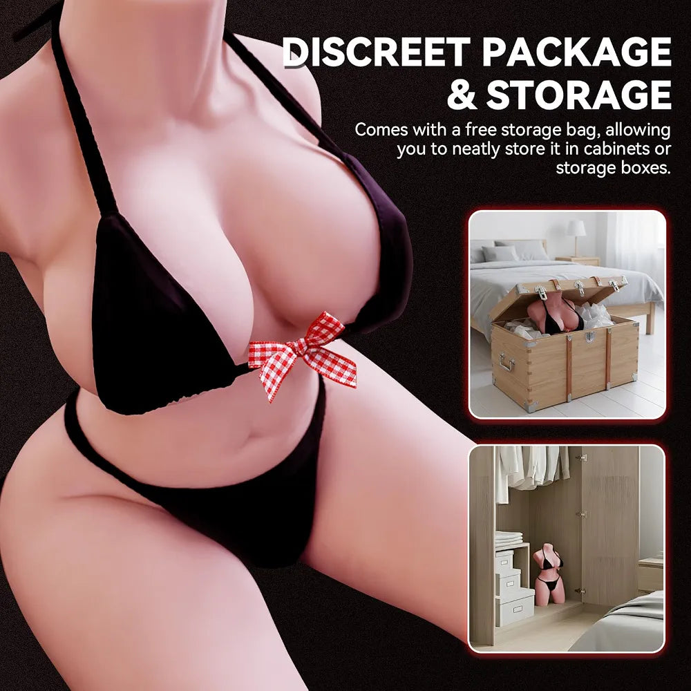 Baquick 10lb Realistic Dual-Channel Male Masturbator with Vagina and Anal Simulation, Durable TPR Material
