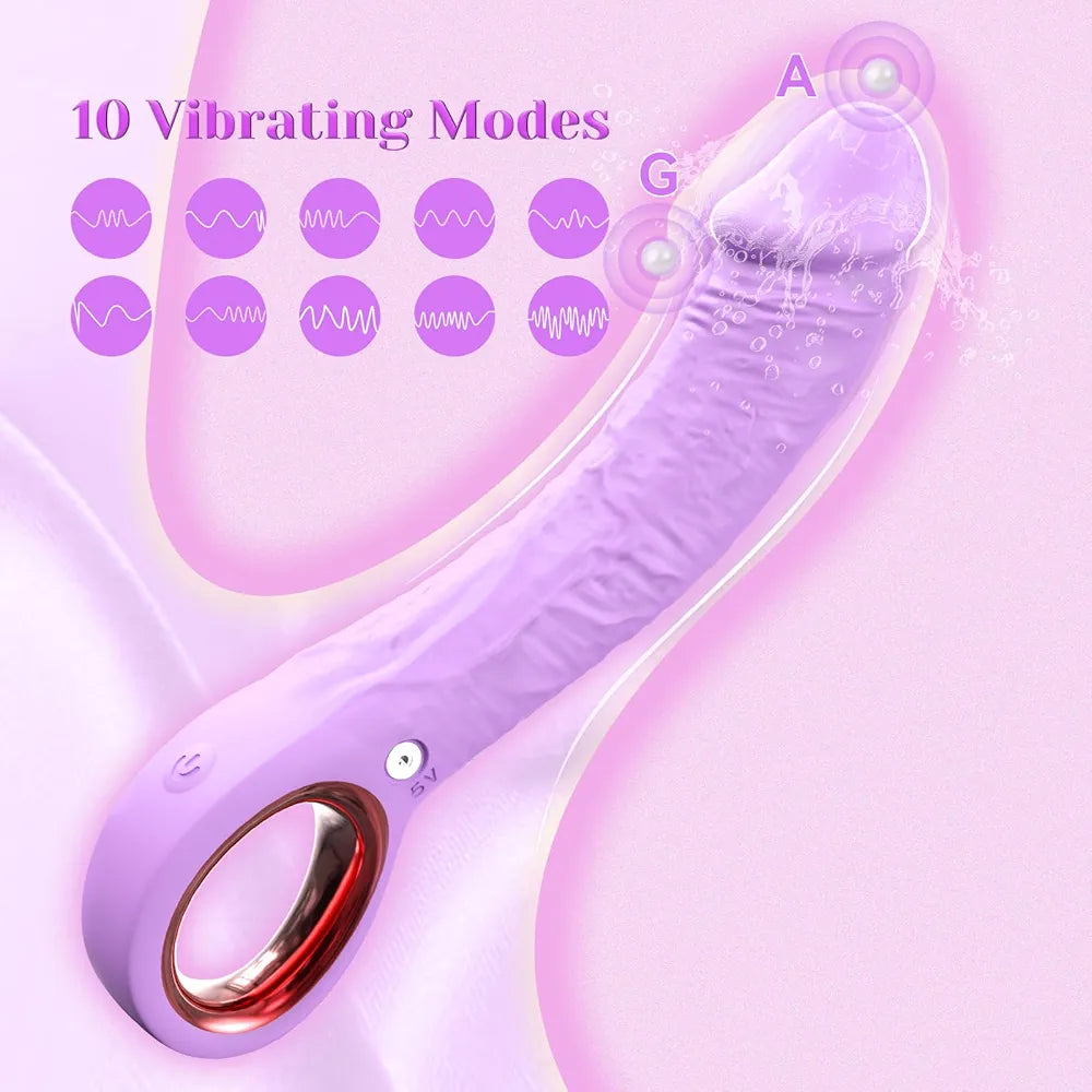 7.8-Inch Realistic Dildo Vibrator with 10 Vibration Modes for G-Spot and Clitoral Stimulation