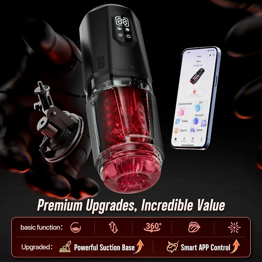 EINSEO AI-Sync Hands-Free Male Masturbator with 7 Thrusting, Rotating, Licking, and Vibrating Modes