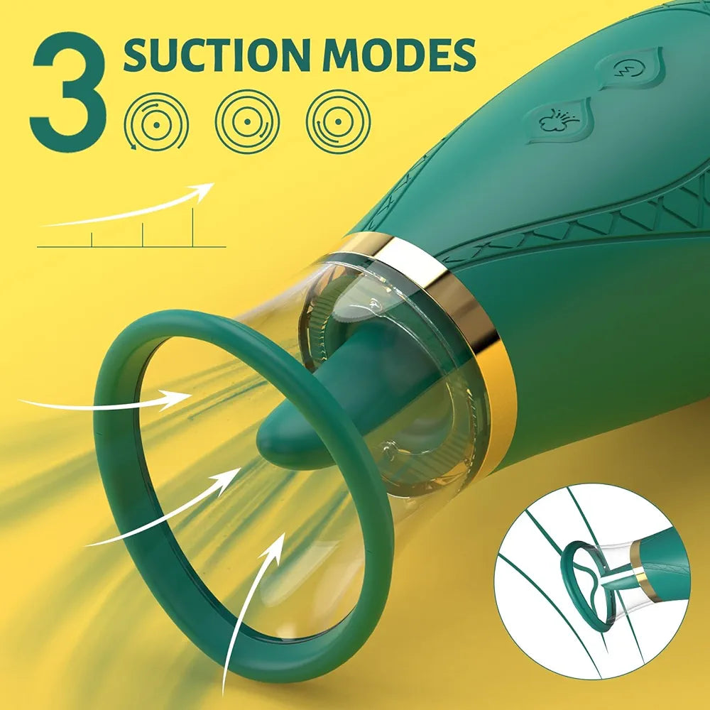 Jesbenna Clitoral Sucking and Licking Vibrator - 3 Suction & 9 Licking Modes - Waterproof Adult Toy for Women