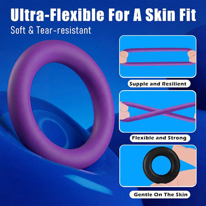 4-Piece Stretchy Silicone Cock Ring Set for Enhanced Erection and Stamina