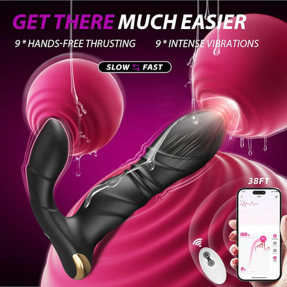 BEISAR 3-in-1 Thrusting Prostate Massager and Anal Vibrator with 9 Thrusting and 9 Vibration Modes