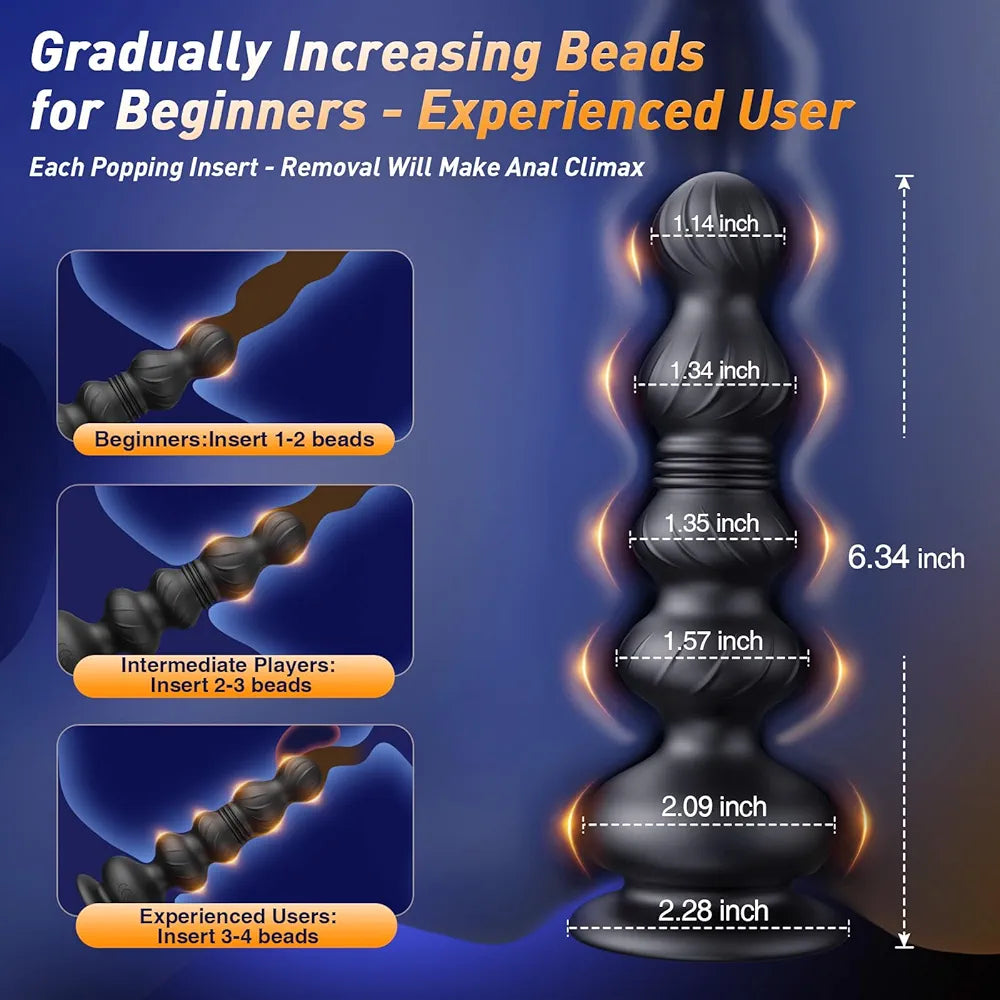 10-Mode Vibrating & Thrusting Anal Bead Trainer with Remote Control