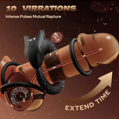 Dragon-Shaped Silicone Vibrating Penis Ring with 10 Vibration Modes for Couples