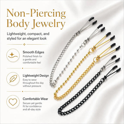 Adjustable Metal Nipple Clamps Set - 4 Piece Non-Piercing Stimulator