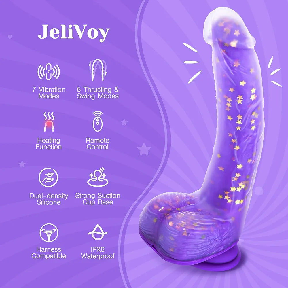 Realistic 9.25-Inch Heated Thrusting G-Spot Vibrator with Remote and Suction Base