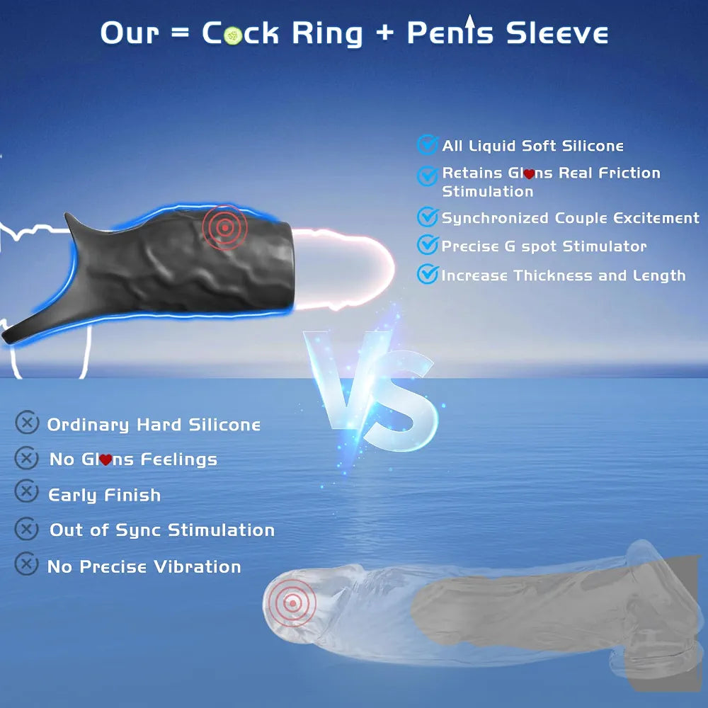 Premium Silicone Vibrating Penis Sleeve and Cock Ring for Enhanced Stimulation