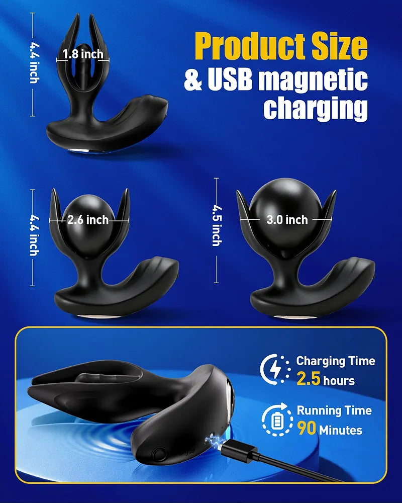 Premium Inflatable Prostate Massager with Remote and App Control - 8 Vibration Modes, Silicone