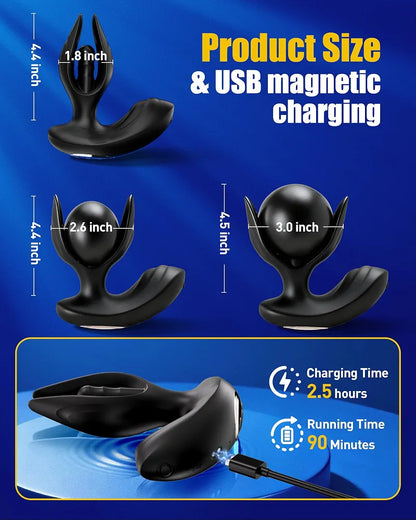 Premium Inflatable Prostate Massager with Remote and App Control - 8 Vibration Modes, Silicone
