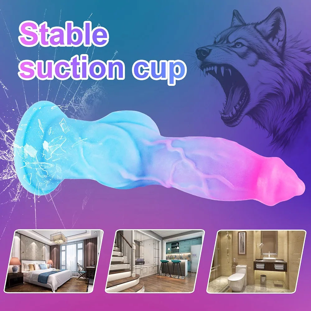 8-Inch Fantasy Creature Silicone Dildo with Suction Cup - Textured Monster-Style Anal Toy