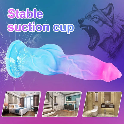 8-Inch Fantasy Creature Silicone Dildo with Suction Cup - Textured Monster-Style Anal Toy