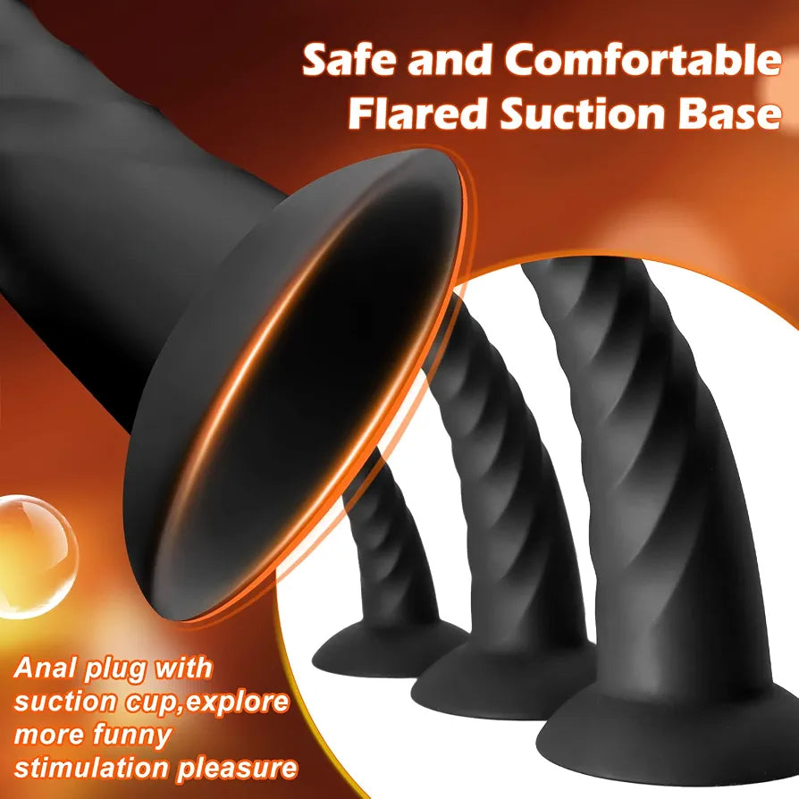 Silicone Anal Training Butt Plug Set - 3 Piece Beginner to Advanced Kit with Suction Base