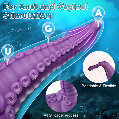 10-Mode Vibrating Fantasy Tentacle Dildo with Suction Cup - Silicone Dragon G-Spot and Anal Stimulator