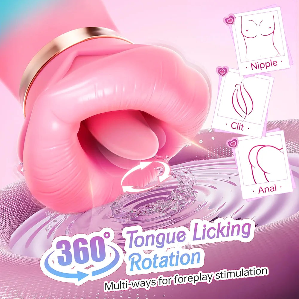 Sovokn 5-in-1 Rose Sucking Vibrator with App Control, 10 Tongue Licking Modes, and 4 Sucking Functions for Couples