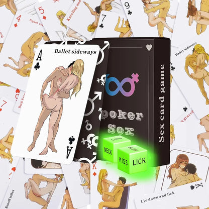 Intimate Couples Game Bundle: 54 Position Cards and Glow-in-the-Dark Action Dice for Romantic Date Nights
