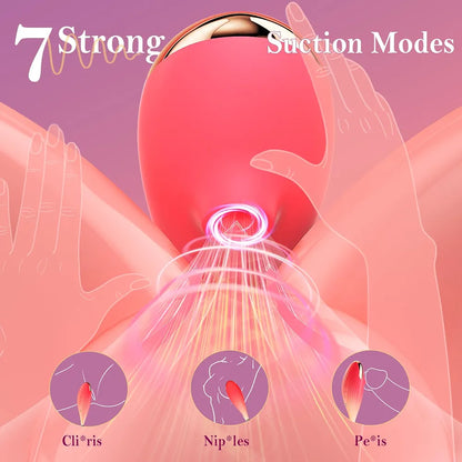 Dual-Action Clitoral Suction and G-Spot Vibrator with 7 Modes - Waterproof Silicone Stimulator for Women