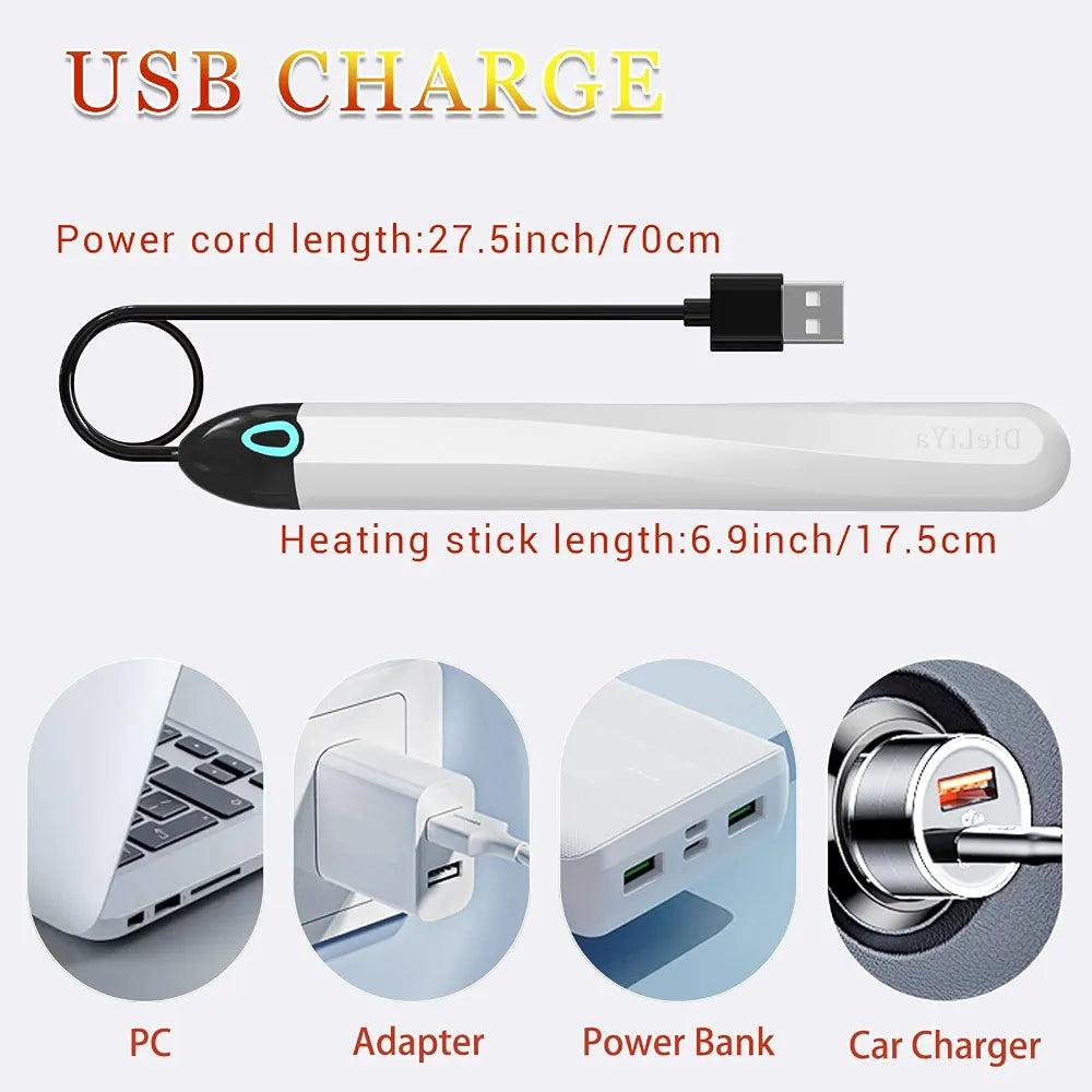 USB-Powered Intelligent Heating Rod for Masturbators and Sex Dolls with Auto-Temperature Control