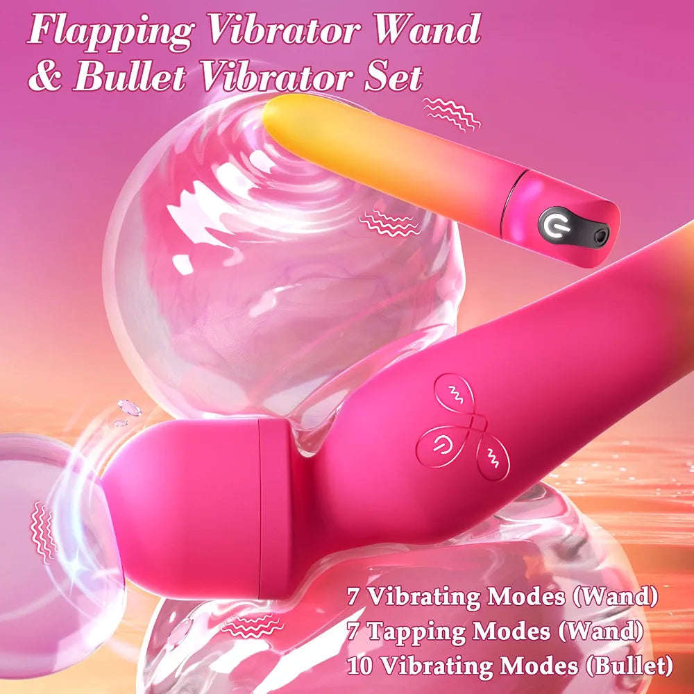 Dual-Action Wand and Bullet Vibrator Set with 14 Stimulation Modes for Couples