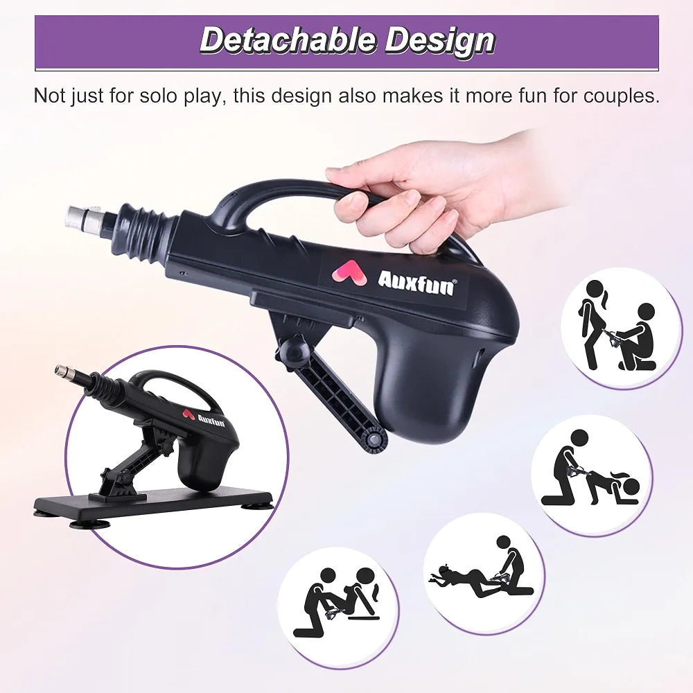Automatic Thrusting Sex Machine with 7 Attachments and 3XLR Connector for G-Spot and Anal Stimulation