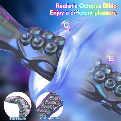 10.7" Monster Octopus Tentacle Silicone Dildo with App-Controlled Vibrations and 9 Modes for Fantasy Stimulation
