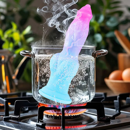 8-Inch Fantasy Creature Silicone Dildo with Suction Cup - Textured Monster-Style Anal Toy