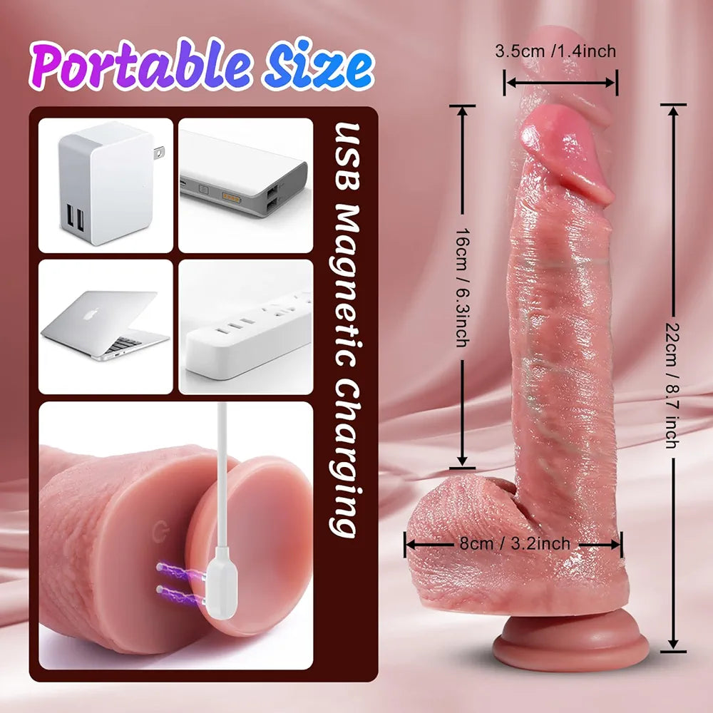Realistic 7-Speed Thrusting & Vibrating Silicone Suction Cup Dildo for G-Spot and Anal Stimulation