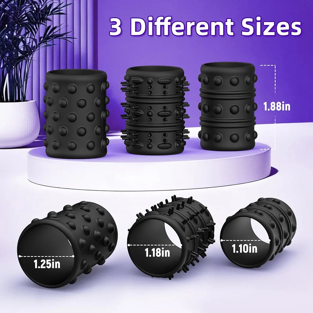 6-Piece Textured Silicone Penis Sleeve and Cock Ring Set for Enhanced Performance and Stamina