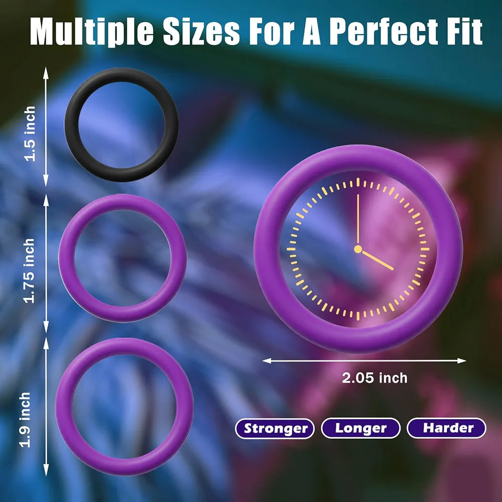 4-Piece Stretchy Silicone Cock Ring Set for Enhanced Erection and Stamina