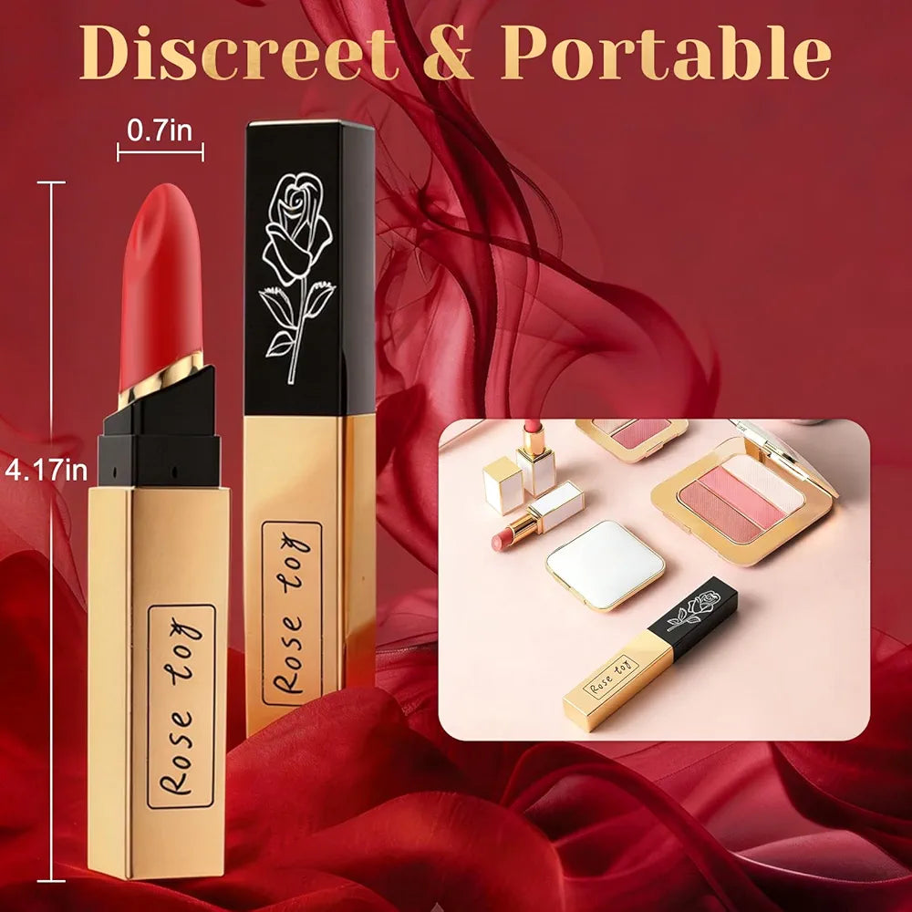 Discreet Rechargeable Lipstick-Style Clitoral Vibrator with 10 Vibration Modes