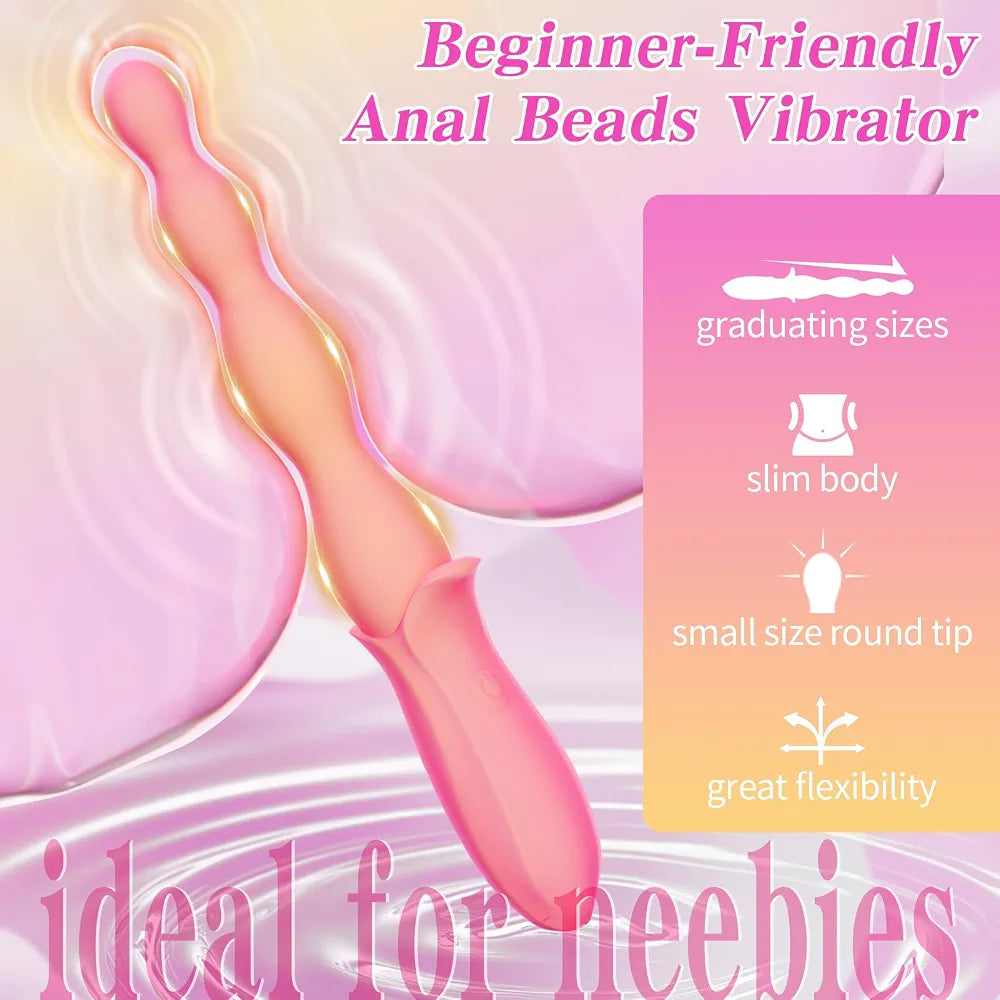 Bluetooth App-Controlled Vibrating Anal Bead Plug with 10 Vibration Modes for Prostate and G-Spot Stimulation