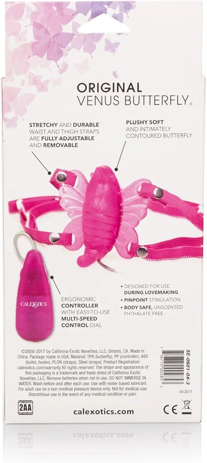 CalExotics Original Venus Butterfly Hands-Free Strap-On Vibrating Personal Massager for Couples - Pink